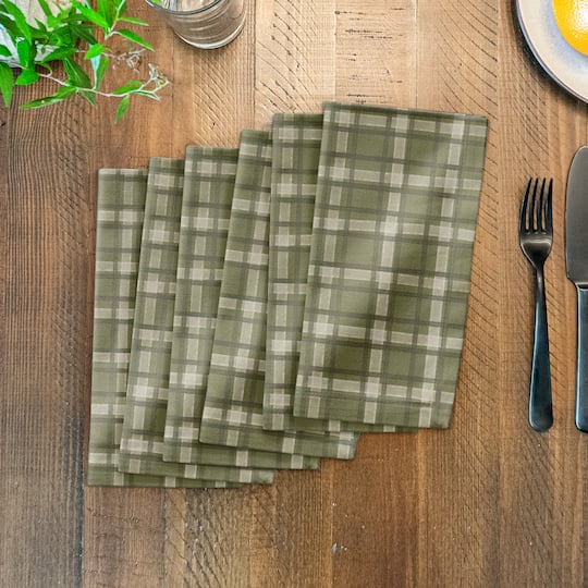 Green Multi Plaid Cotton Twill Napkin